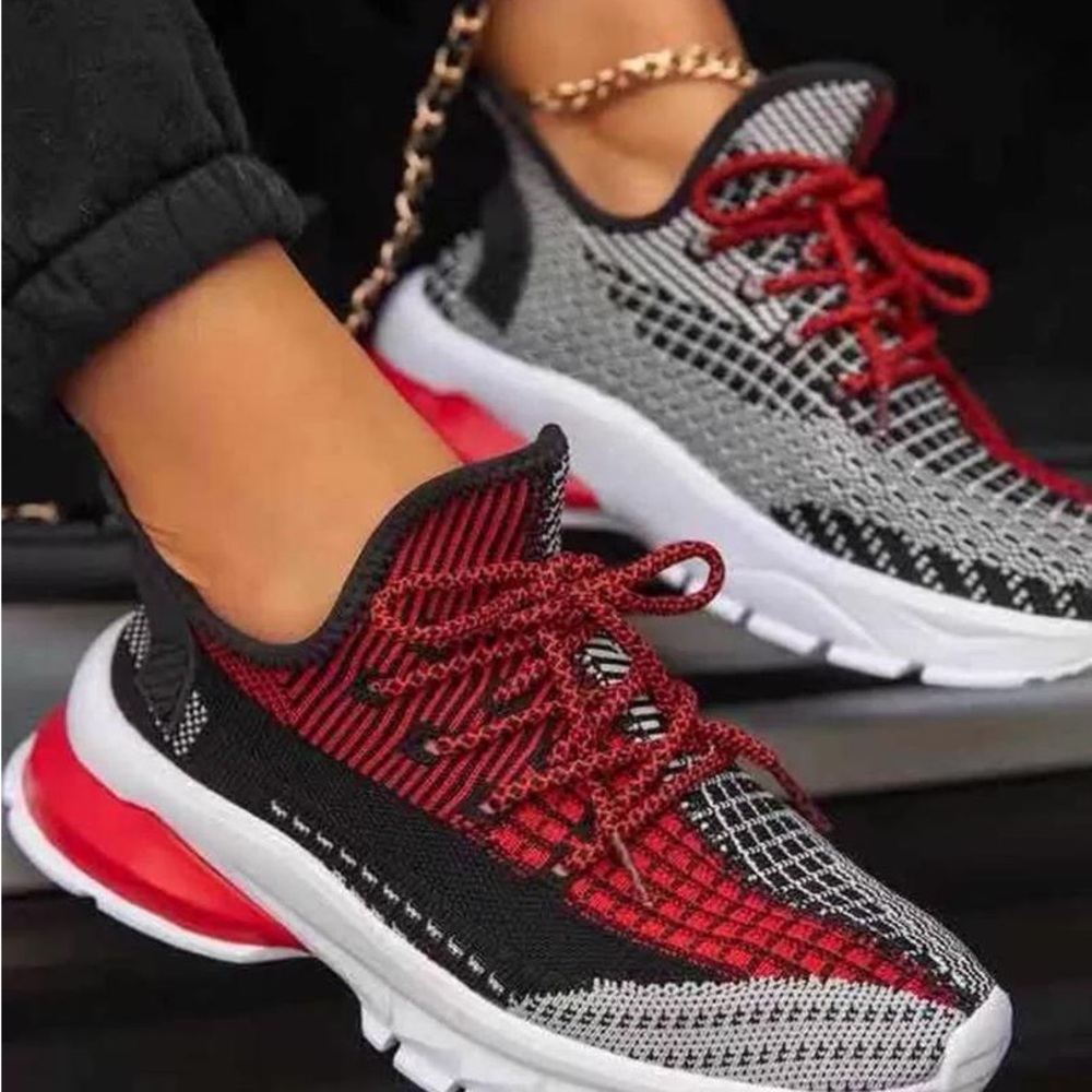 Stylish Red and Black Women's Sneakers